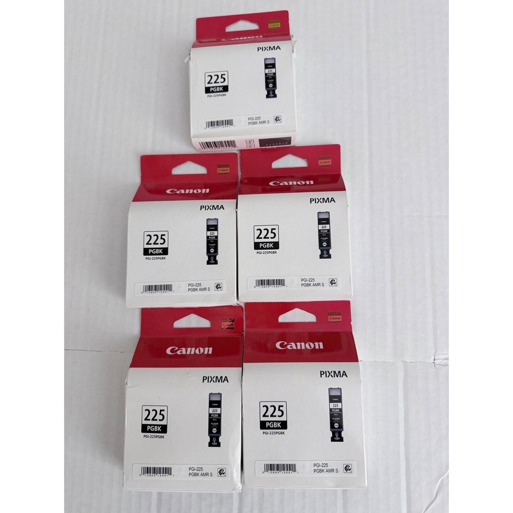 Lot of 5 Canon PGI-225 PGBK Black Ink Tank PIXMA iP4820 MG5220 MX882 Genuine OEM